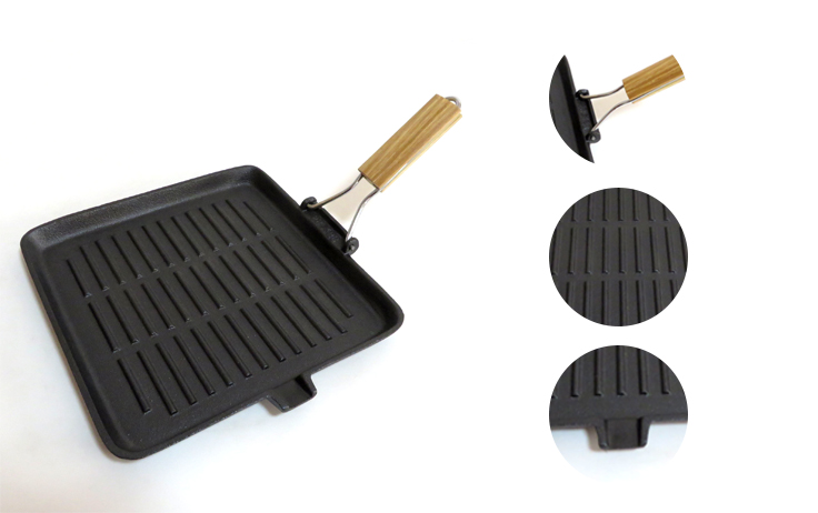 Grillpfanne aus Gusseisen, vorgew&uuml;rzt mit Pflanzen&ouml;l