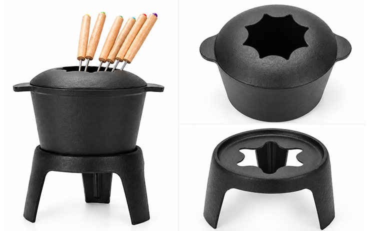 Gusseisen-Fonduetopf-Set