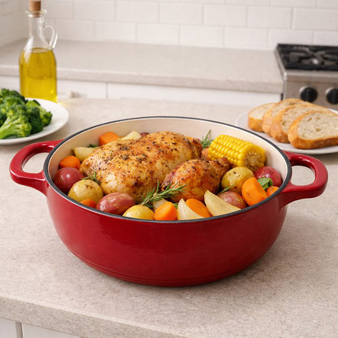 31 cm roter flacher Dutch Oven