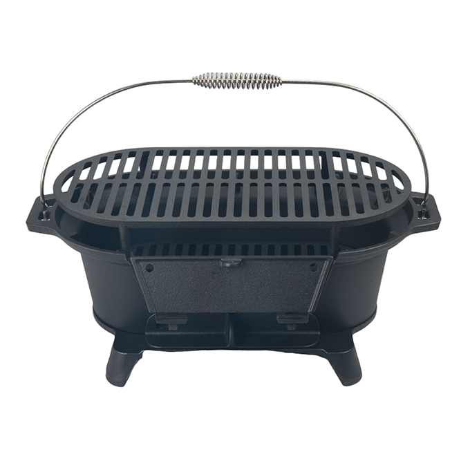 Tragbarer Hibachi-Holzkohlegrill aus Gusseisen