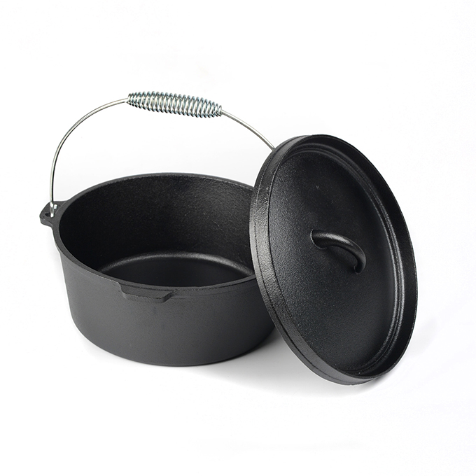 Camping Dutch Oven aus Gusseisen mit Deckelheber und Aufbewahrungstasche