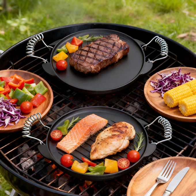 Umschaltbare Grillplatte aus Gusseisen