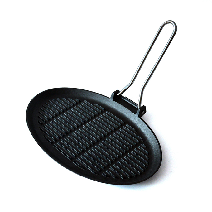 Grillpfanne aus Gusseisen mit Griff aus Edelstahl