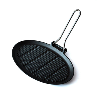 Grillpfanne aus Gusseisen mit Griff aus Edelstahl
