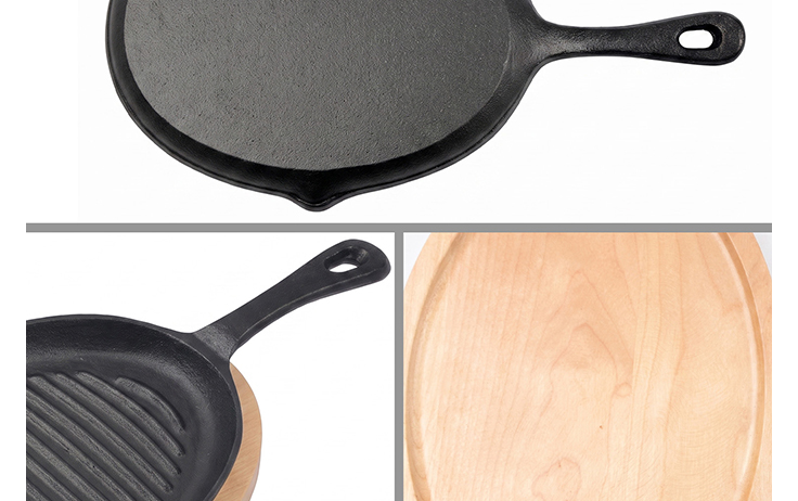 Ovale, vorgew&uuml;rzte franz&ouml;sische Tortillapfanne aus Gusseisen im mexikanischen Stil, 25 cm