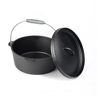 Camping Dutch Oven aus Gusseisen mit Deckelheber und Aufbewahrungstasche