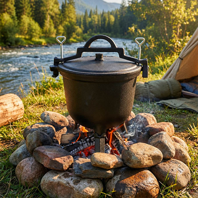 Camping-Schnellkochtopf aus Gusseisen