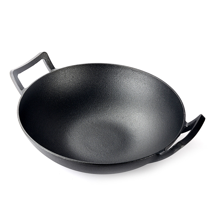 31-cm-Wok aus Gusseisen mit Deckel