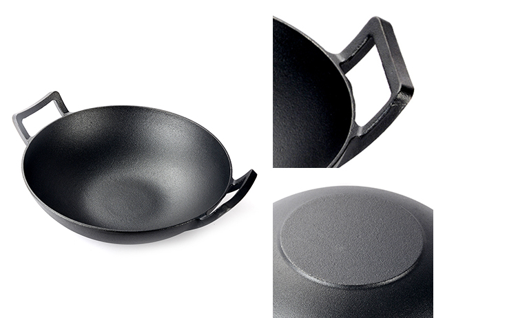 31-cm-Wok aus Gusseisen mit Deckel