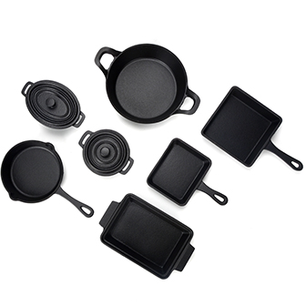 Br&uuml;tzelplatten-Set aus Mini-Gusseisen
