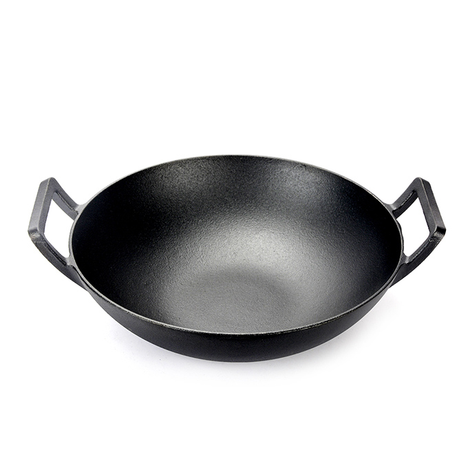 31-cm-Wok aus Gusseisen mit Deckel