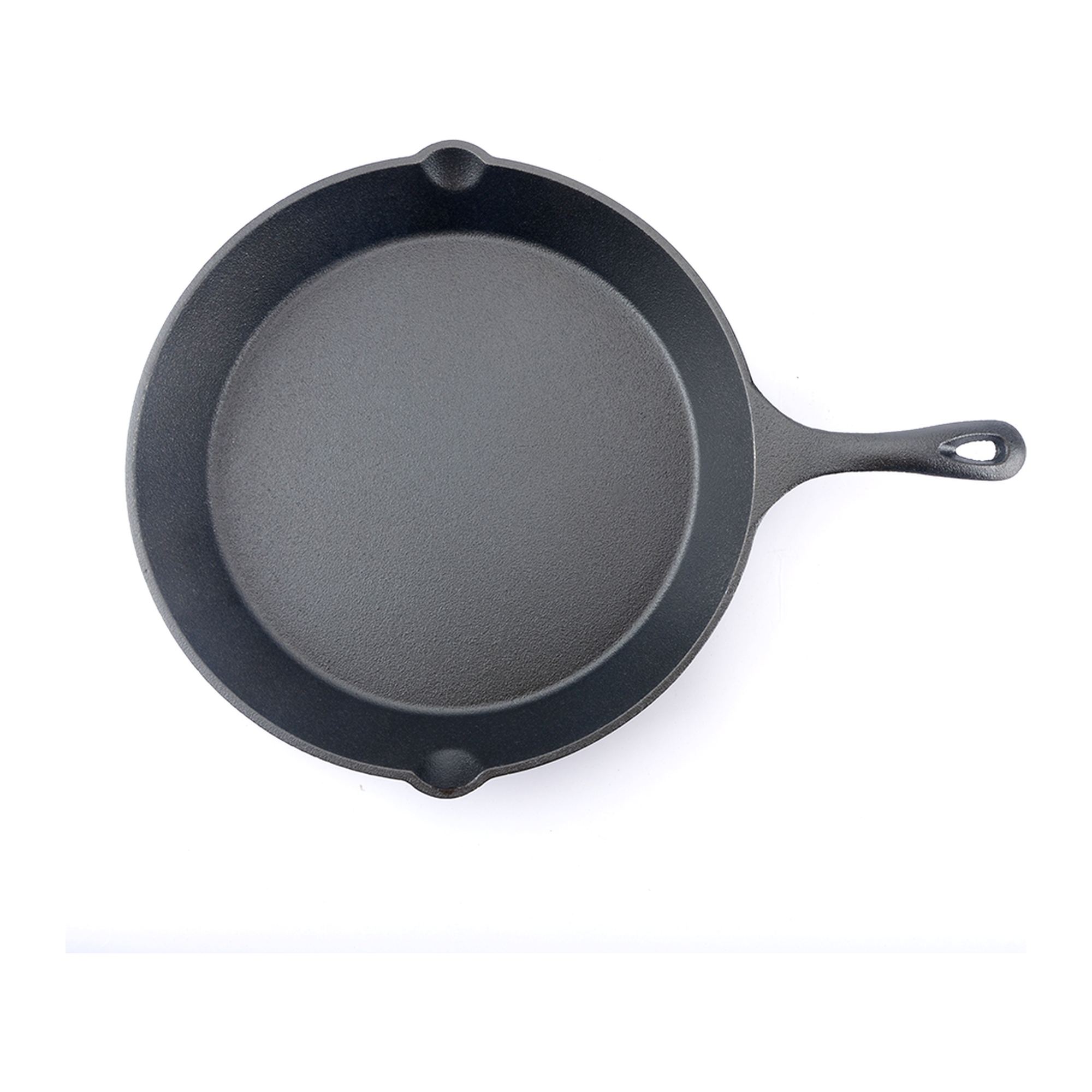 30 cm vorgew&uuml;rzte Gusseisenpfanne mit zwei Ausgie&szlig;ern