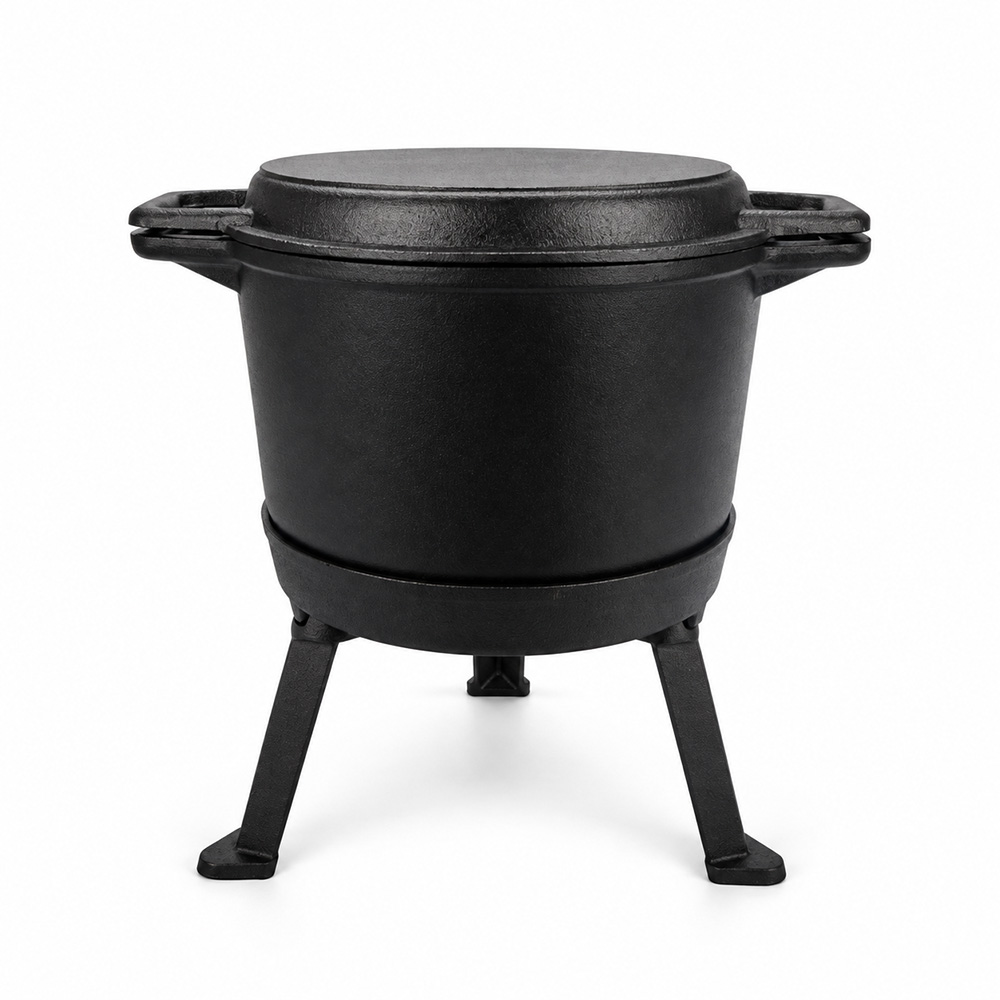 Gusseiserner Schnellkochtopf mit Grilldeckel