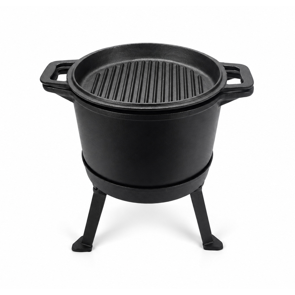 Gusseiserner Schnellkochtopf mit Grilldeckel