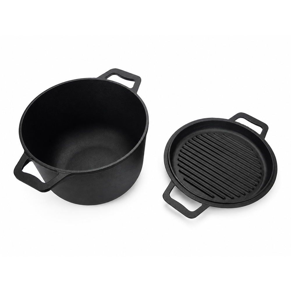 Gusseiserner Schnellkochtopf mit Grilldeckel