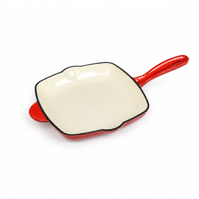 Emaillierte quadratische Gusseisen-Steakpfanne