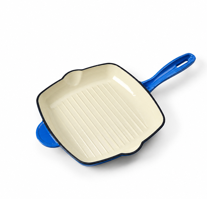 Emaillierte quadratische Gusseisen-Steakpfanne